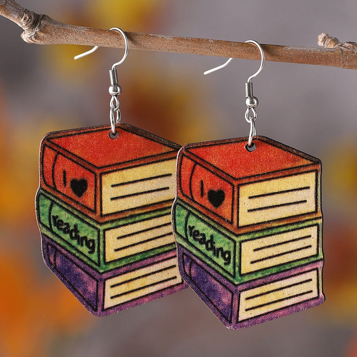 Wholesale Acrylic Heart Book Earrings Trendy Fashion Accessory Graduation Gift
