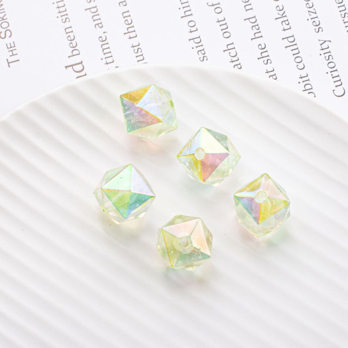 Wholesale 10pcs DIY Luminous Square Beads Prismatic Acrylic Straight Hole Beads JDC-BDS-ShiLi004