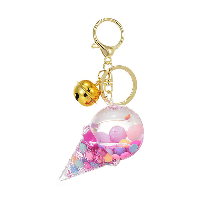 Wholesale Acrylic Oil-filled Ice Cream Beads Cartoon Keychain JDC-KC-ShuangD016