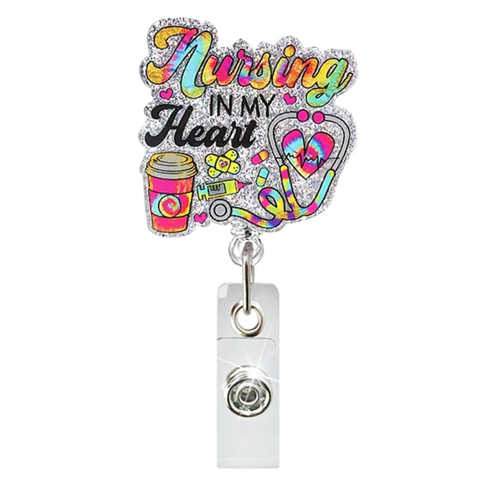 Wholesale Glitter Acrylic Retractable Clip Easy Pull Keychain JDC-KC-QiDing006