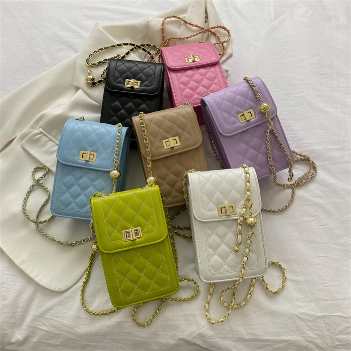 Wholesale Rhombus Chain PU Leather Small Crossbody Bag Trendy Street Style Fashion Accessory Gift Resale