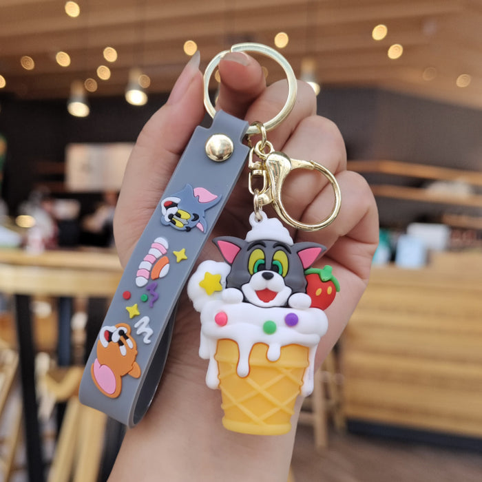 Wholesale Cartoon Dessert Keychain Cute Schoolbag Pendant Creative Car Key Chain