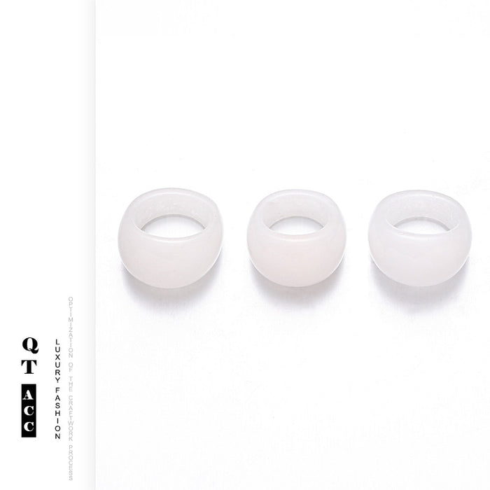 Wholesale Fashionable simple style light luxury white jade crystal geometric circle design ring for women