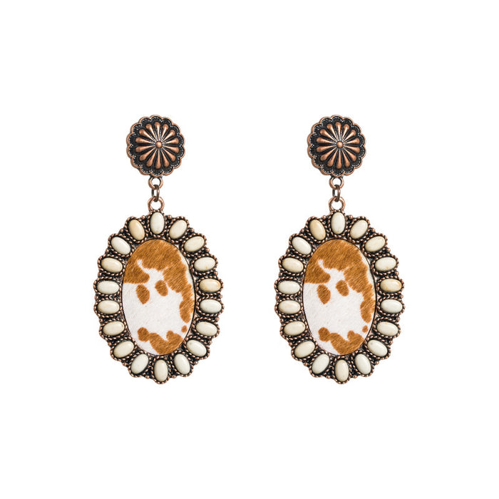 Wholesale Creative and exaggerated leather print earrings