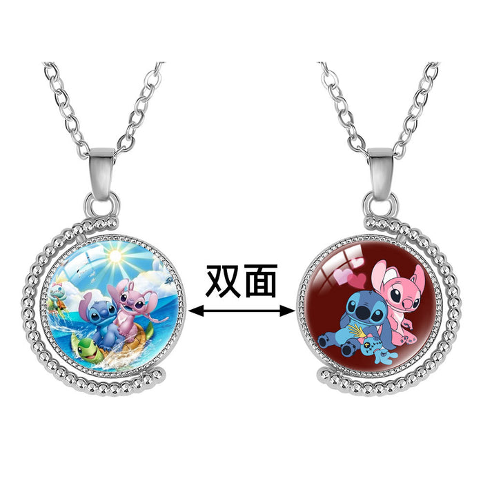 Wholesale Creative double-sided rotating cartoon character pendant necklace