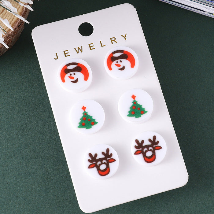 Wholesale Christmas Snowman Reindeer Acrylic Earring Set Fashion Accessory Gift