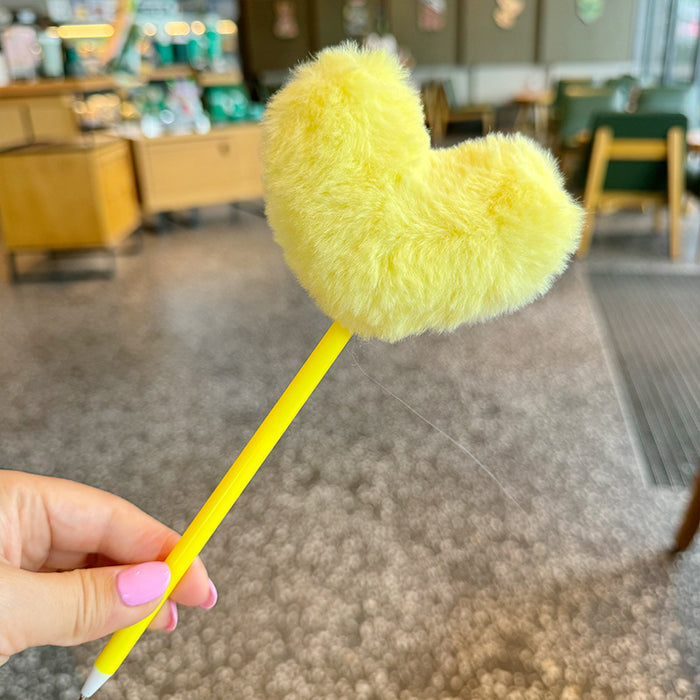 Wholesale Cute Round Love Rainbow Ballpoint Pen Signature Pen Black Pen Plush Pen Gift Pen Big Brush Pen