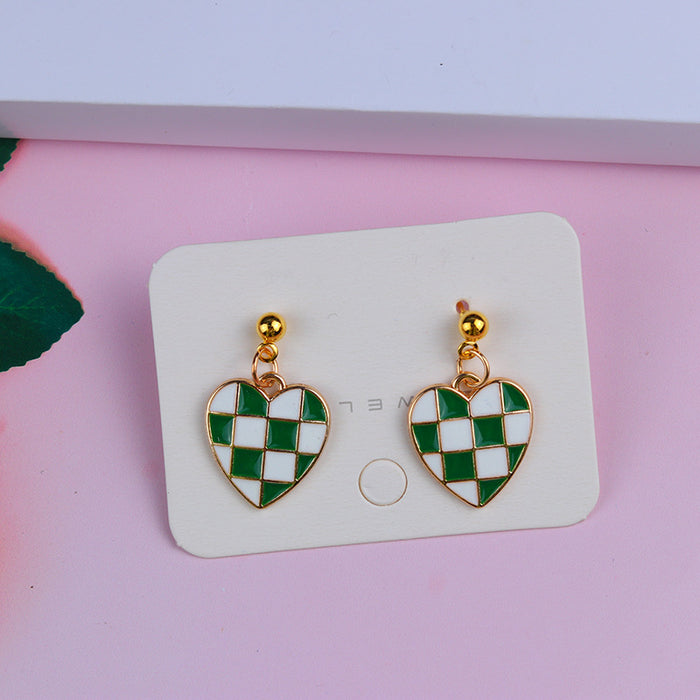 Wholesale  Valentine' s Day Love Checkerboard Bag Earrings Earrings Fashion Casual Personalized Ear Bean Ear Jewelry