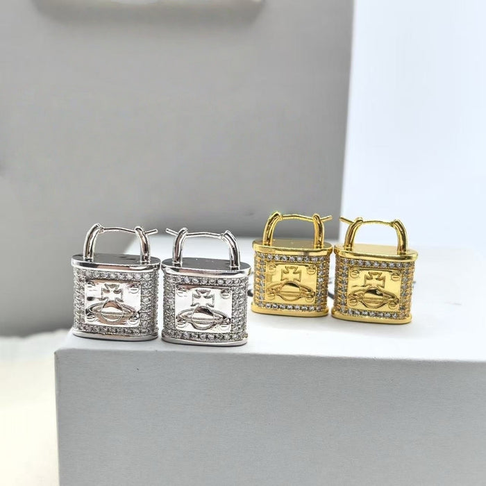 Wholesale Light Luxury Lock Statemente Earrings