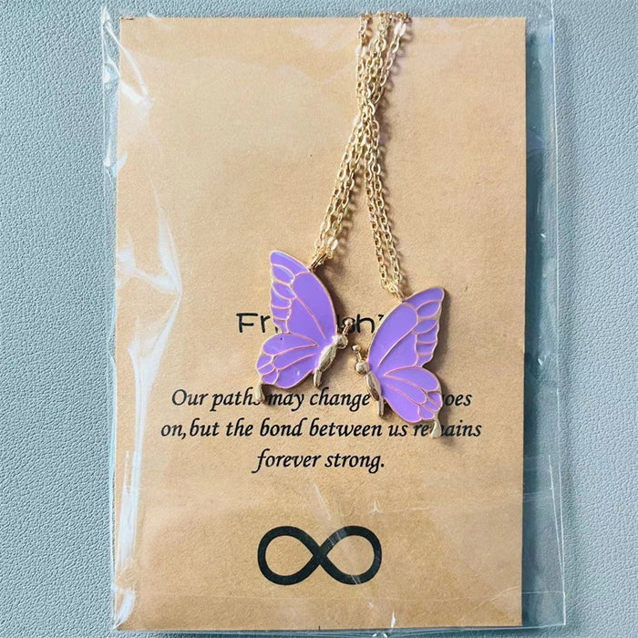 Wholesale Colorful Butterfly Friendship Pendant Necklace Set - Fashion Alloy Jewelry Accessory MOQ≥2