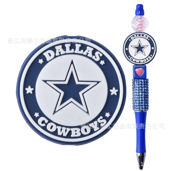 Wholesale 50pcs Rugby team series beads ballpoint pen beaded accessories fun stationery cartoon accessories detachable