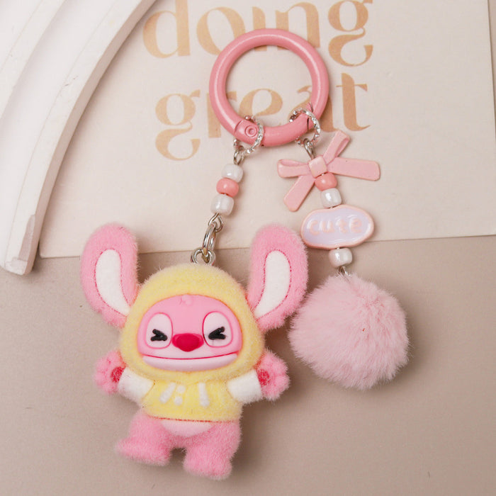 Wholesale Cute cartoon character flocked keychain
