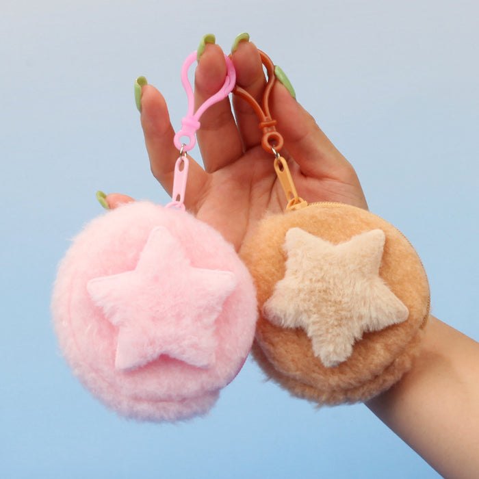Wholesale Star Shaped Plush Pouch Boutique Coin Purse Earphone Bag Creative Pendant Gift