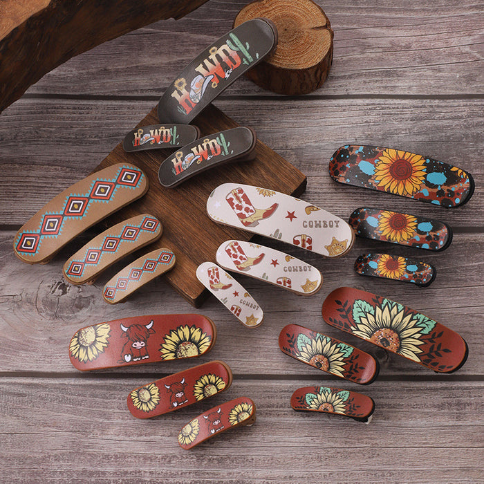 Wholesale retro multi-color sunflower bull head letter pattern hairpin combination suit hairpin