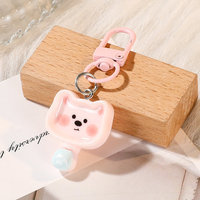 Wholesale Resin Cute Cartoon Blue Kitten Keychain Bag Charm Birthday Gift For Friend