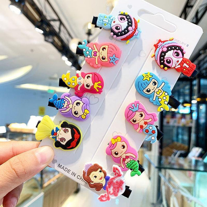 Wholesale Soft Clay Duckbill Hair Clips Mermaid Princess Unicorn Set for Baby Kids Hair Accessory