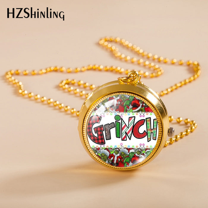 Wholesale Alloy Christmas Monster Grinch Rotating Pocket Watch JDC-PH-XiangL002