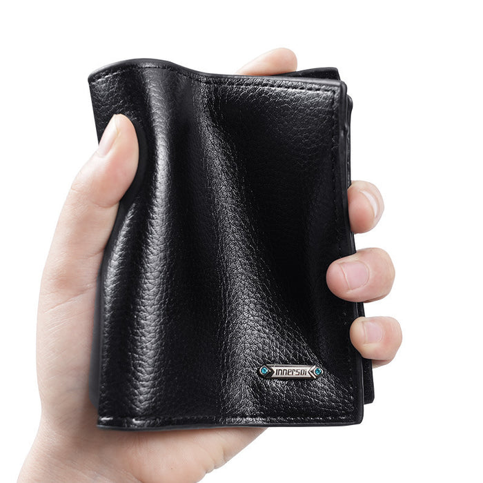 Wholesale Men' s PU Wallet Solid Color Black for Business Commute Gift MOQ≥3