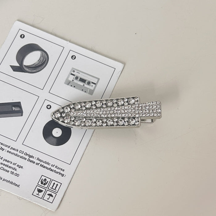 Wholesale New silver full diamond droplet shaped hair clip, duckbill clip, versatile, side shiny and broken hair clip