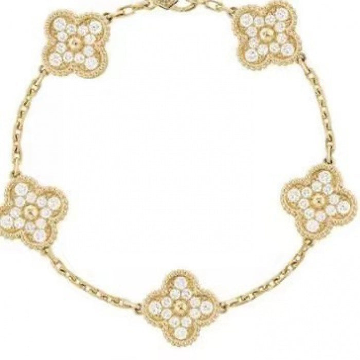 Wholesale Black agate ten flower necklace, double-sided clover collarbone chain