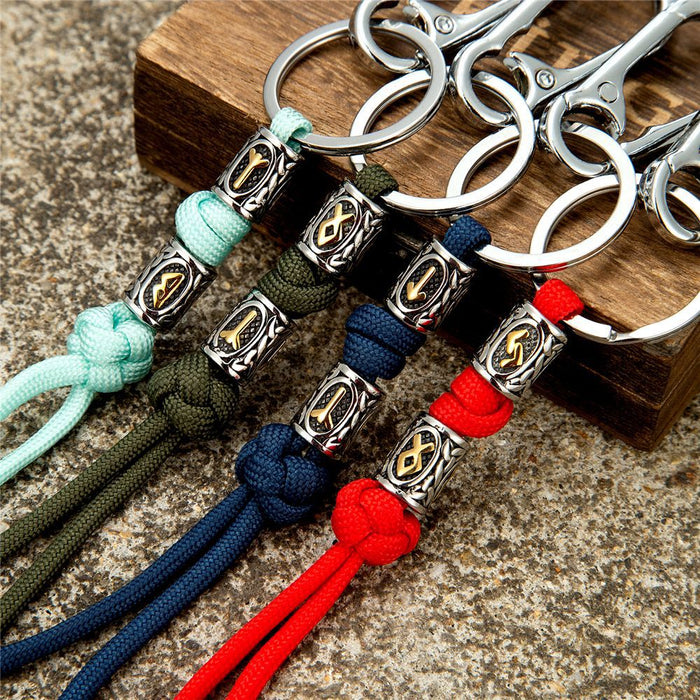 Wholesale Woven rope keychain, stainless steel keychain, bag hanging rope