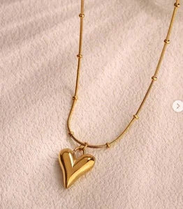 Wholesale  Stainless steel heart-shaped zircon pearl pendant necklace