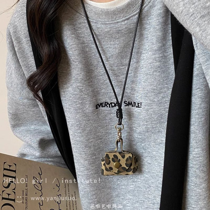 Wholesale Leather Coin Purse Necklace Women's Pendant Earphone Storage Bag