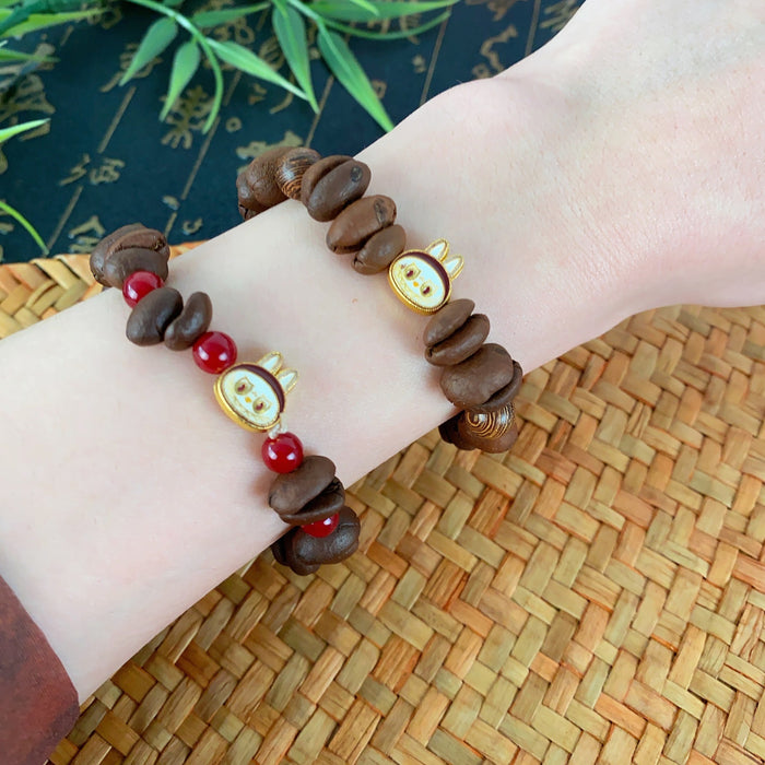 Wholesale Natural coffee bean beaded bracelets cute braided rope bracelets niche personality hand jewelry trend