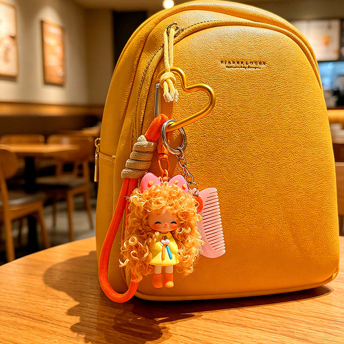 Wholesale PVC Cartoon Keychain Pendant Hairy Milk Doll Design Bag Charm MOQ≥2