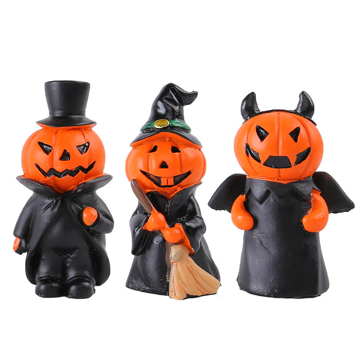 Wholesale  Mini Pumpkin Little Devil Gentleman Doll suit Home Party Desktop Resin Craft Ornaments