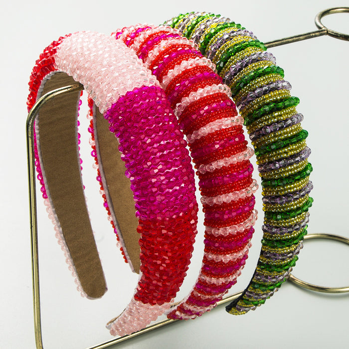 Wholesale Crystal color-blocked pink Valentine' s Day headband