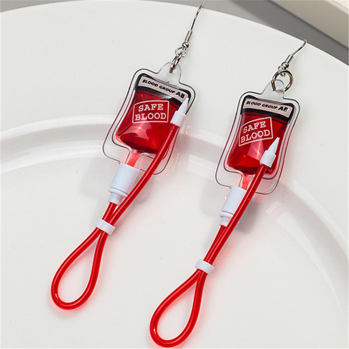 Wholesale Halloween Funny Blood Bag Plastic Earrings JDC-ES-ChouD014