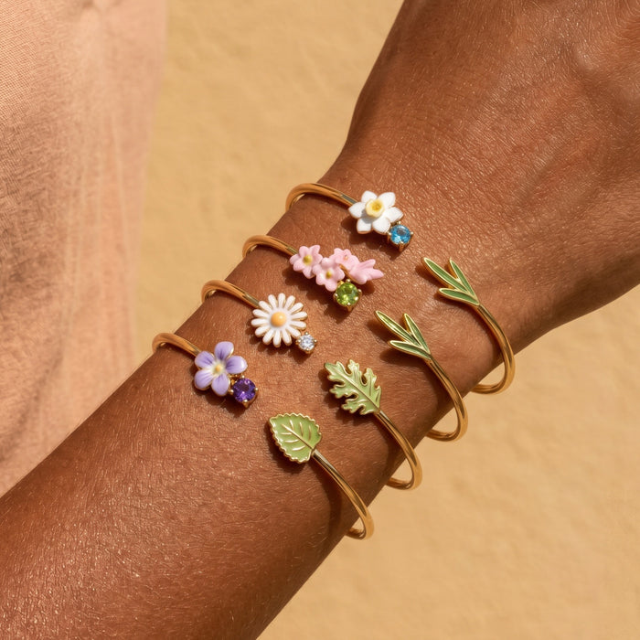 Wholesale Copper Electroplated Open Flower Cuff Bracelet Women S Stylish Botanical Jewelry Accessory For Resale