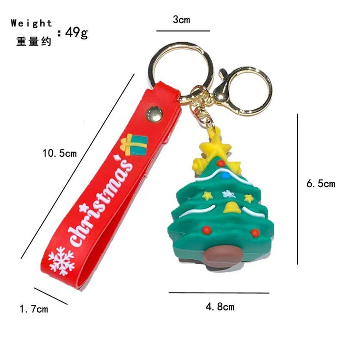 Wholesale PVC Christmas Cartoon Santa Reindeer Keychain Pendant MOQ≥2