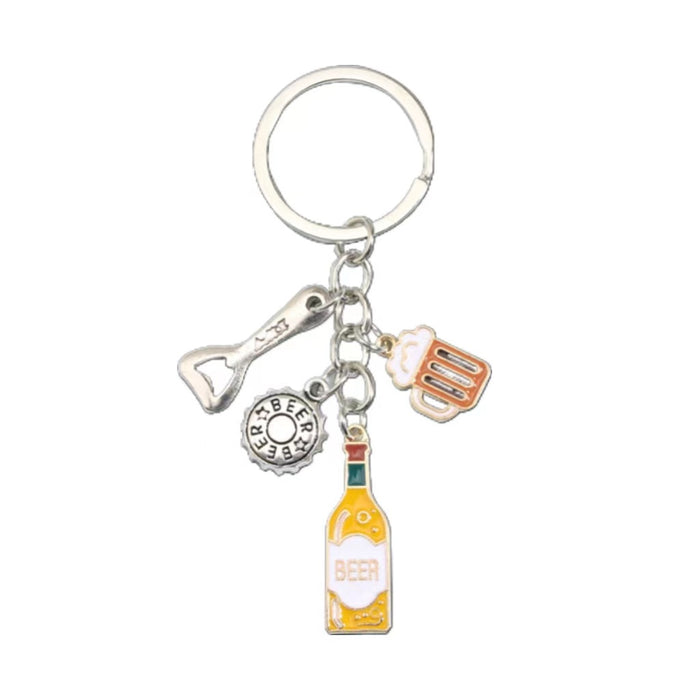 Wholesale Red Wine Beer Drip Oil Alloy Keychain JDC-KC-JinZ016