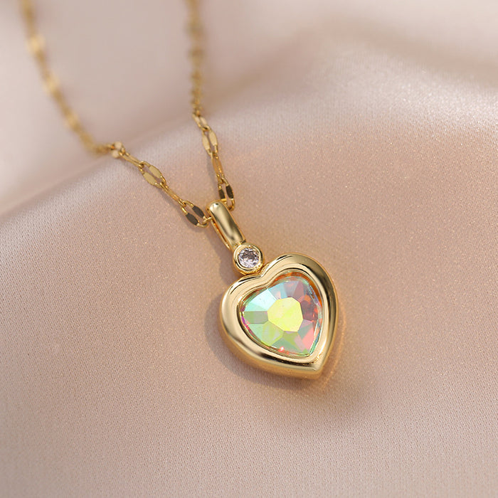 Wholesale One necklace with six diamonds can be replaced with a simple retro niche titanium steel necklace