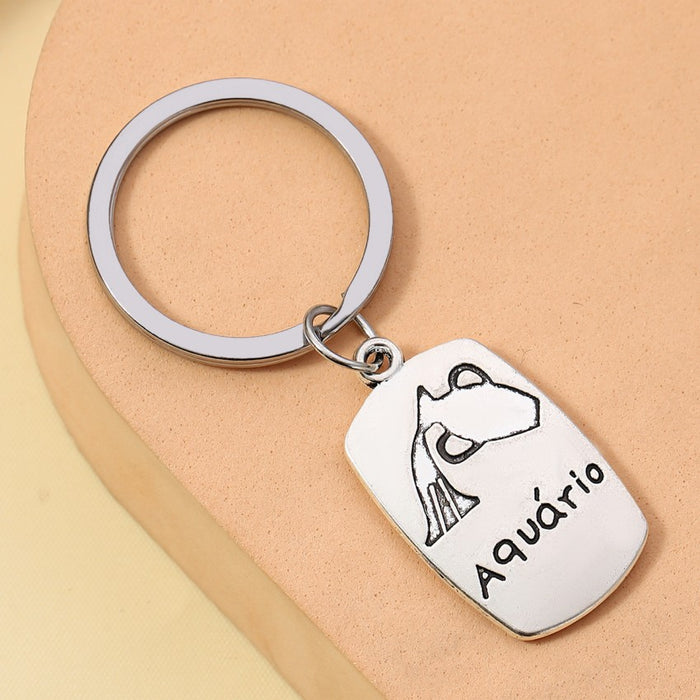 Wholesale Alloy Electroplating Constellation English Letter Keychain JDC-KC-RongRui071