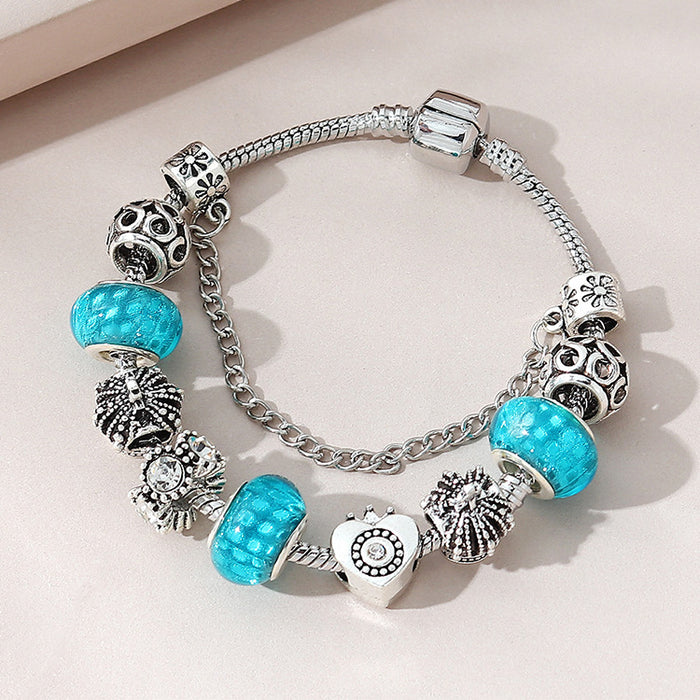 Wholesale Hollow Crown Heart Shape Beaded Crystal Bracelet JDC-BT-Qianzi001