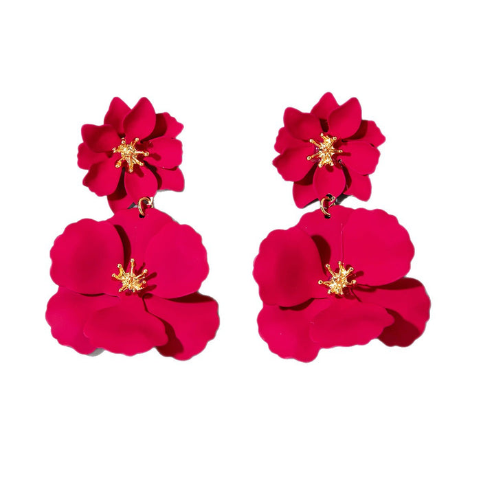 Wholesale Retro Floral Painted Earrings Iron Jewelry Multicolor Gift Boutique Resale MOQ≥5