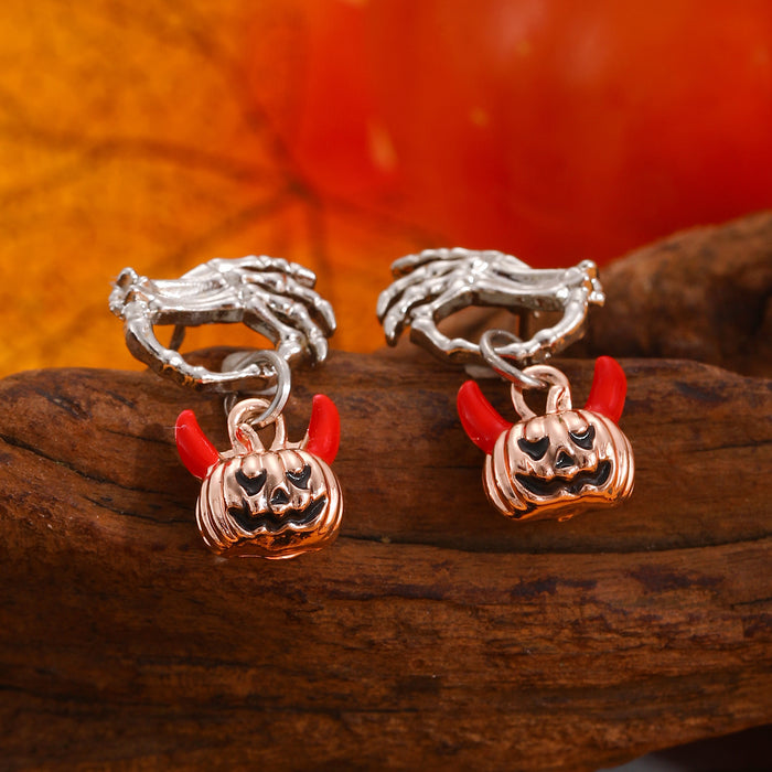 Wholesale Niche Design Personalized Simple  Ghost Hand Pumpkin Head Earrings