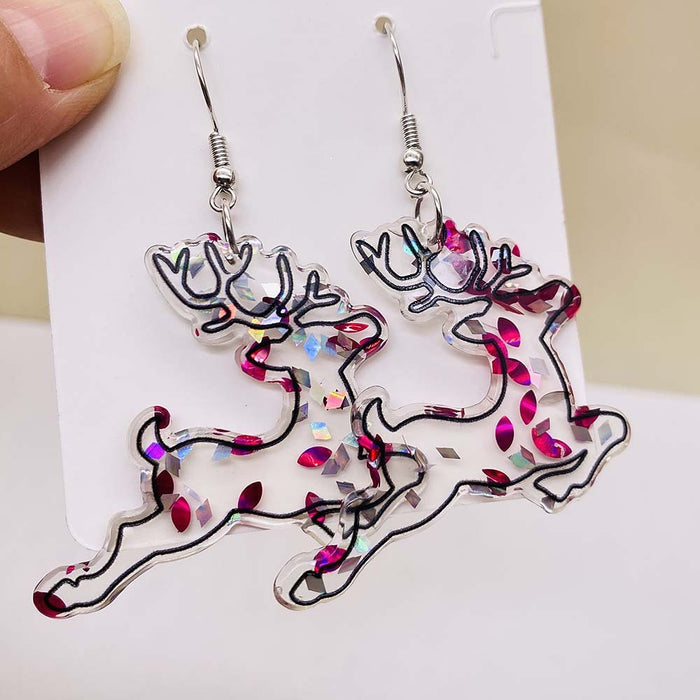 Wholesale Christmas creative acrylic earrings personalized colorful elk earrings