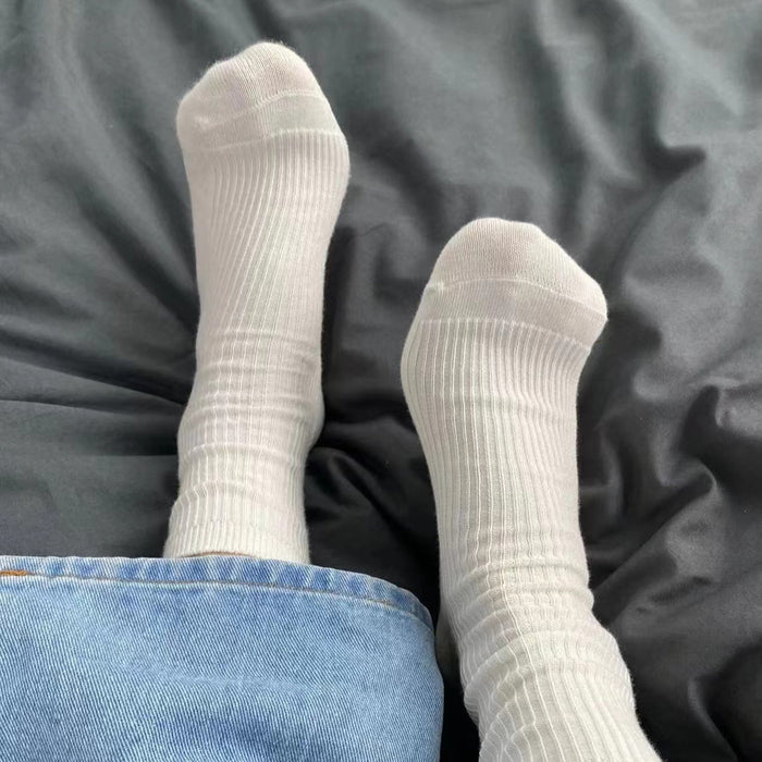 Wholesale Four season socks, mid tube socks, mid tube socks, vertical striped double needle socks, stacked socks