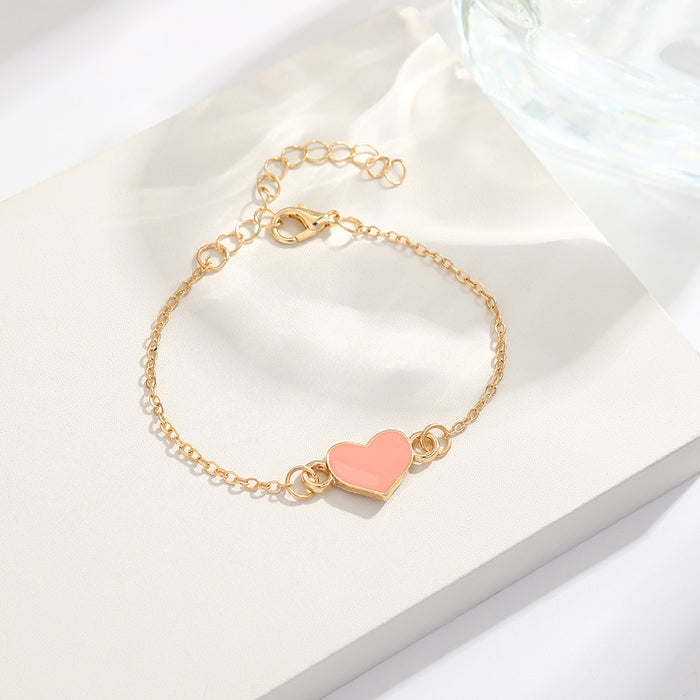 Wholesale Peach Heart Dripping Oil Bracelet Popular Jewelry Love Shaped