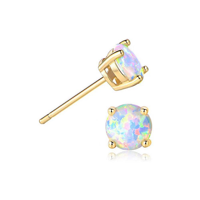 Wholesale White Round Mini Opal Copper Earrings JDC-ES-JuC003