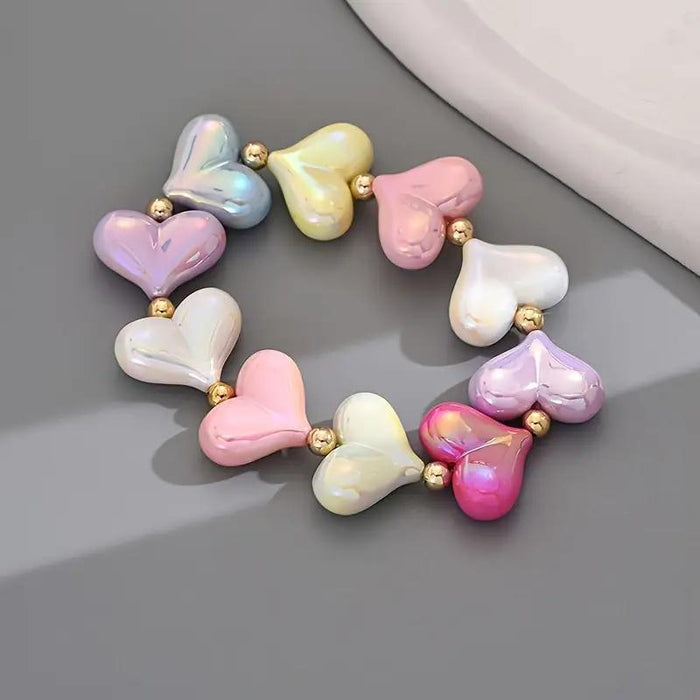 Wholesale Painted Colorful Heart Beaded Bracelet