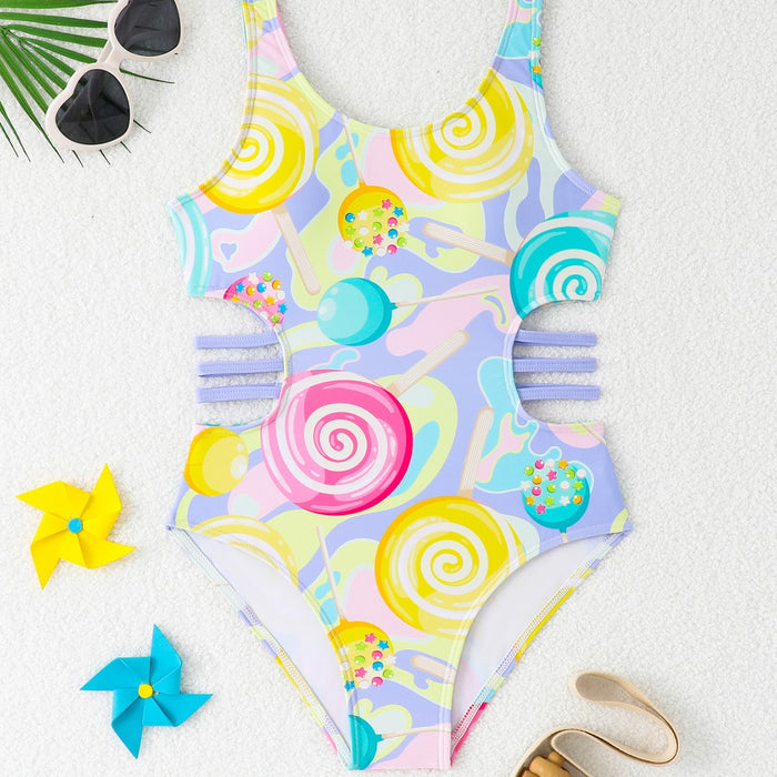 Wholesale Cute one-piece hollow out children's one-piece swimsuit