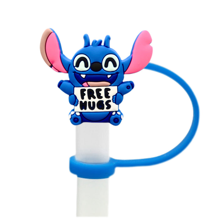 Wholesale Soft plastic straw cap, handle cup, reusable cup, straw cover, cute decorative dust cap