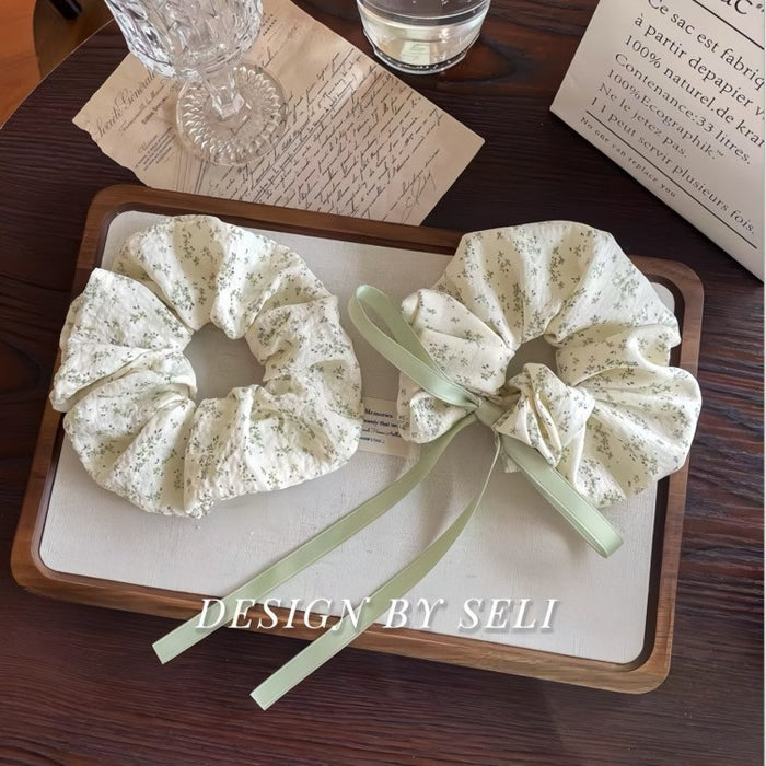 Wholesale bean paste green large hair ring cotton bow ribbon girl headdress for women