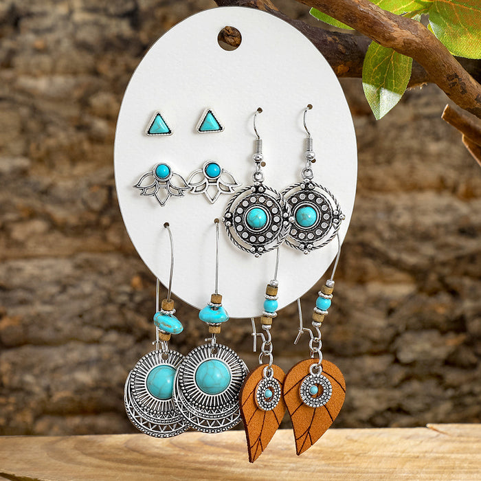 Wholesale Alloy Tassel Earring Set Retro Ethnic Style Bohemian Jewelry Accessory MOQ≥2