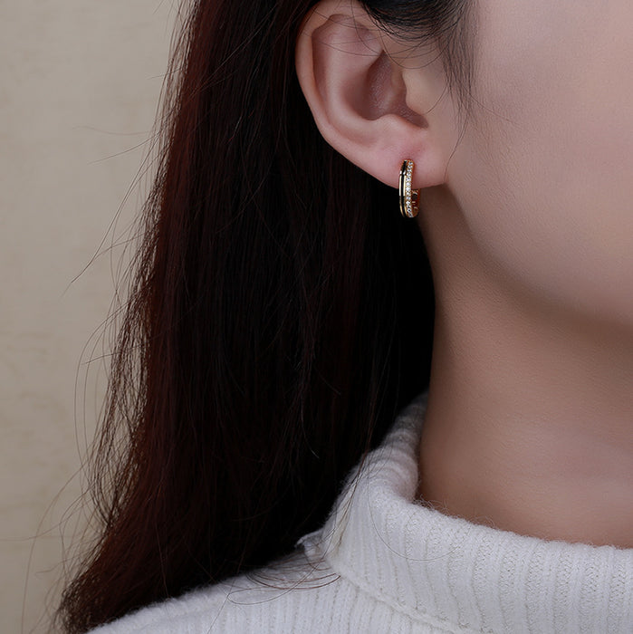 Wholesale Vintage personalized diamond studded earrings with a high-end feel and temperament, ear buckles with niche design, and earrings